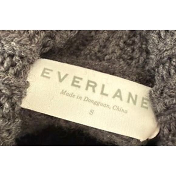 Everlane Gray 100% Merino Wool Knit Turtleneck Pullover Sweater w/Side Slits-S - Picture 5 of 6